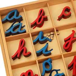 Montessori Baby Toys Wooden Cursive Moveable Alphabet Language Teaching Aids Learning Puzzle Games Preschool Toys for Children