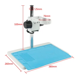 Trinocular Microscope Big Size Adjustable Boom Table Working Stand Holder+ Multi-axis Adjustable Metal Arm + 76mm Ring Holder