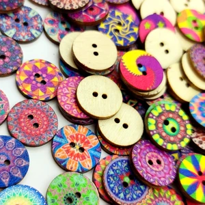 Multcolor Retro Mẫu bằng gỗ, sổ lưu niệm may thủ công, thủ công DIY, phụ kiện quần áo, trang trí thẻ quà tặng, 100 cái 10 Bán hàng chính Botoes Retro - №7