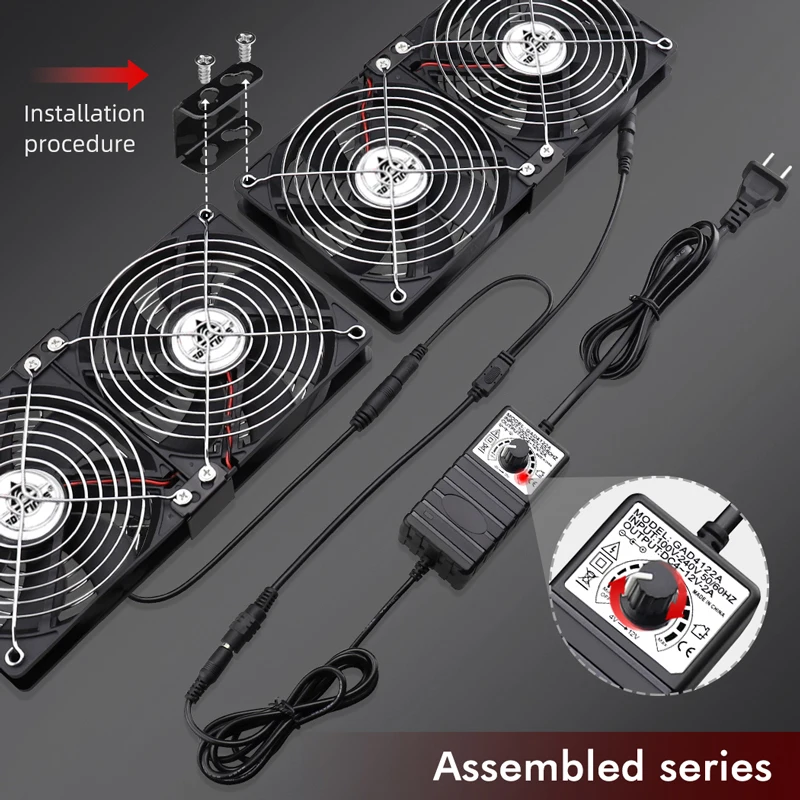 Gdstime 120มม.พัดลม12ซม.12V 220V Btc เครื่องแชสซี Workstation ตู้หม้อน้ำความเร็วสูงรุนแรงพัดลมเซิร์ฟเวอร์