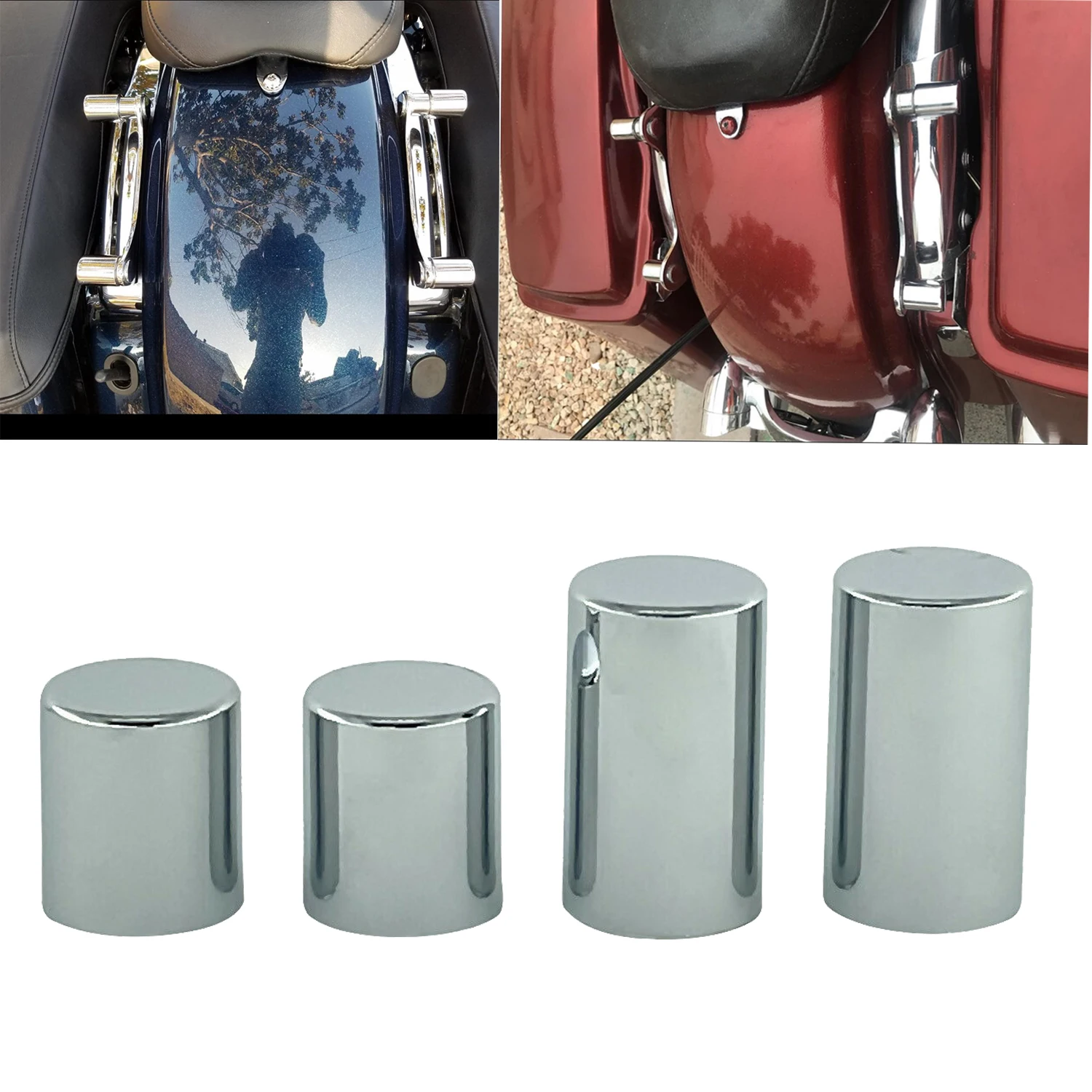 

4 PCS Chrome Rear Docking Point Hardware Cover Caps For Harley Touring FLHR FLHRC FLHX FLTREX 2009-2021