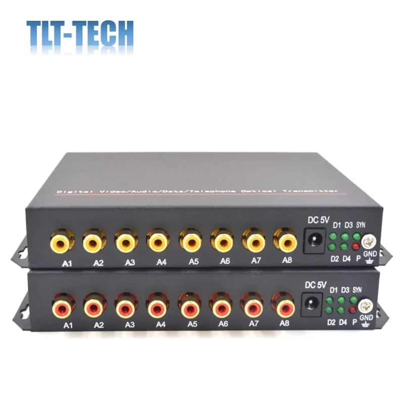 

8 Channels Audio to Fiber Optic Media Converters Transmitter and Receiver - Long Distance Singlemode Fiber up 20Km