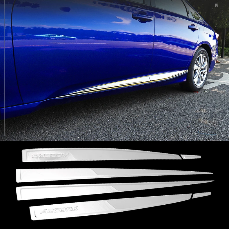 

Car styling accessories stainless steel Side Body Door Moulding Lid Cover Trim Plate Kit For Honda Accord 2018-2019