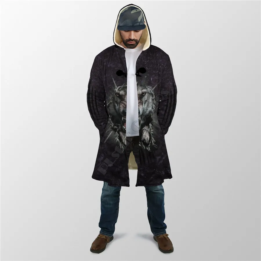 Australian Shepherd Dog 3D All Over Printed Hoodie Cloak for Men and Women Winter Fleece Wind Breaker Warm Hood Cloak