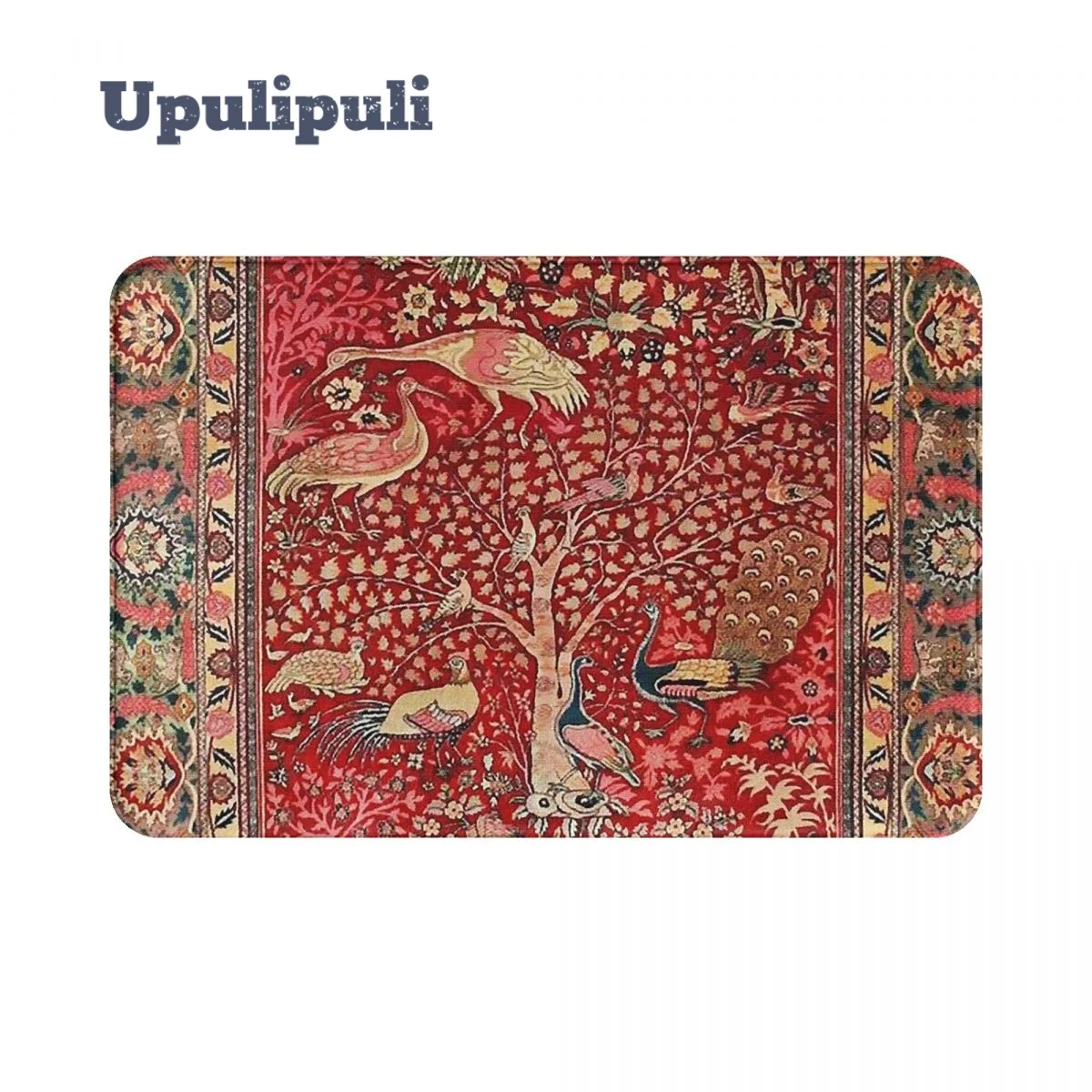 

Antique Persian Rug Print Doormat Flannel Rug Anti-Slip Bird Tree Flowers Welcome Mats for Floor Kitchen Printed Balcony Mats