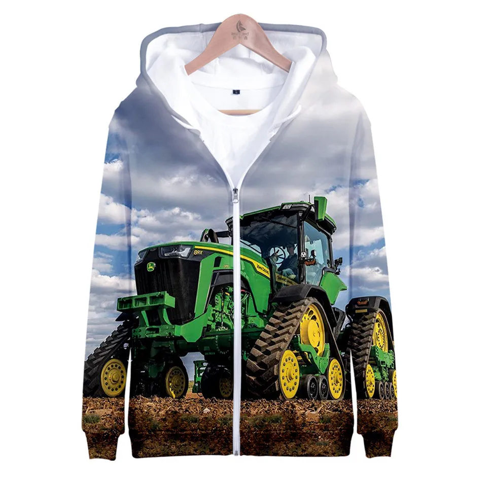 2 To 14 Years Kids Hoodies 3D Tractor Pattern Car Printed Hoodie Sweatshirt Boys Girls Harajuku Cartoon Coat Children Clothes