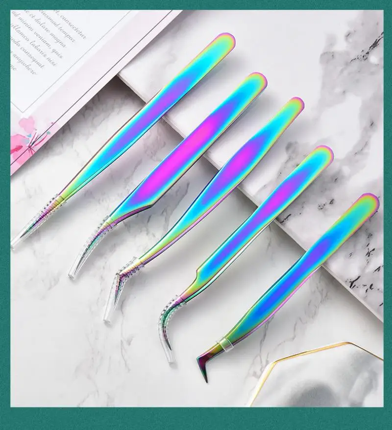 5pcs/set Private Label Eyelash Extension Tweezers for Lashes Easy fan eyelash Volume Eyelashes Make Your Own Logo Whoesale