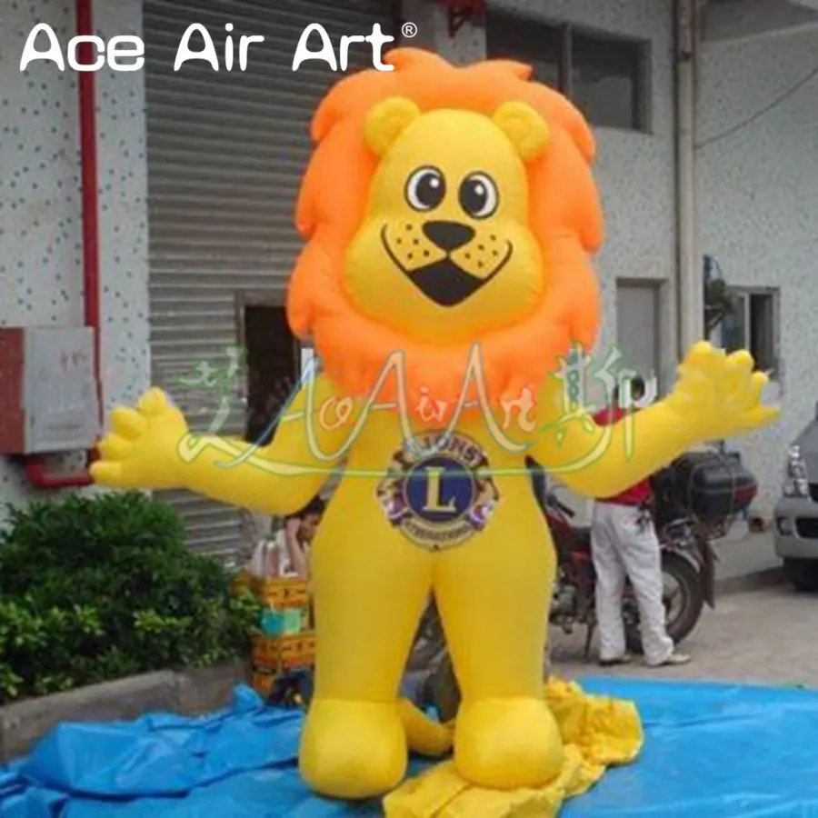 Inflatable Cartoon Lion Standing, High Yellow Advertising, 2.5 m