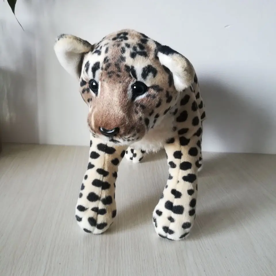 real life toy about 42cm lying leopard plush toy soft doll Christmas gift s2496