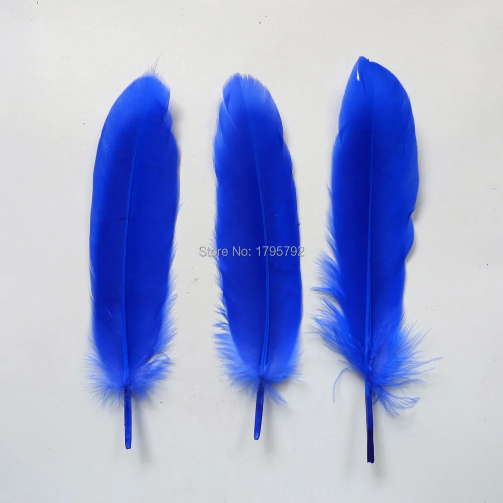 Wholesale Hard Pole 1000Pcs Blue Goose Feathers For DIY Crafts Swan Plumes 12-18cm Jewelry Wedding Home Accessories Decoration