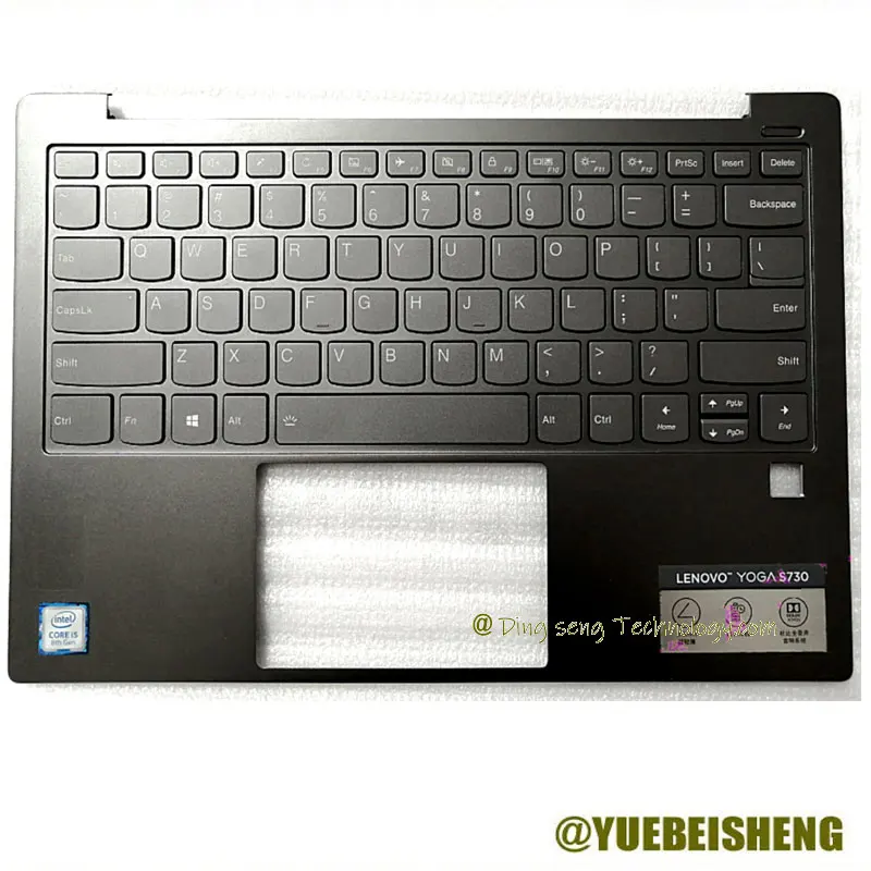 

YUEBEISHENG New for Lenovo Yoga S730 YOGA S730-13IWL plamrest US keyboard upper cover FP hole,Dark gray