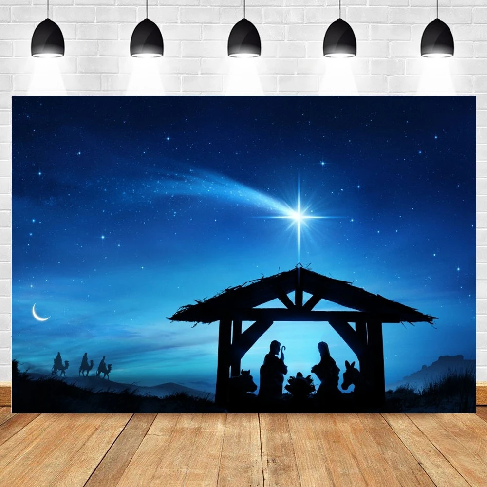 Nativity Scene Backdrop Christmas Birth Of Jesus Christian Stable Night Vinyl Photography Photo Background Photophone Photozone