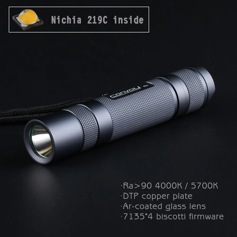 LED Flashlight Convoy S2 Plus Nichia 219C DTP Copper Plate Temperature Protection Work Light Bicycle Light Lantern LED