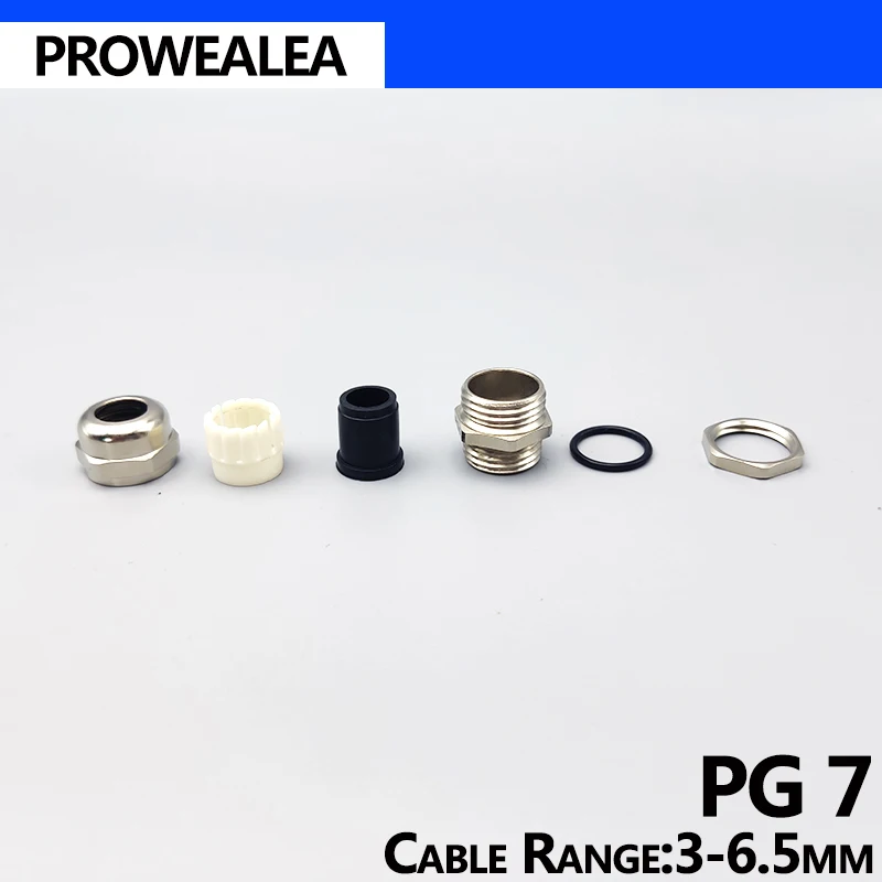 PG7 Metal Brass Cable Gland IP68 Waterproof Silicone Rubber Insert Type Fine Copper Joint Connector Wire Glands