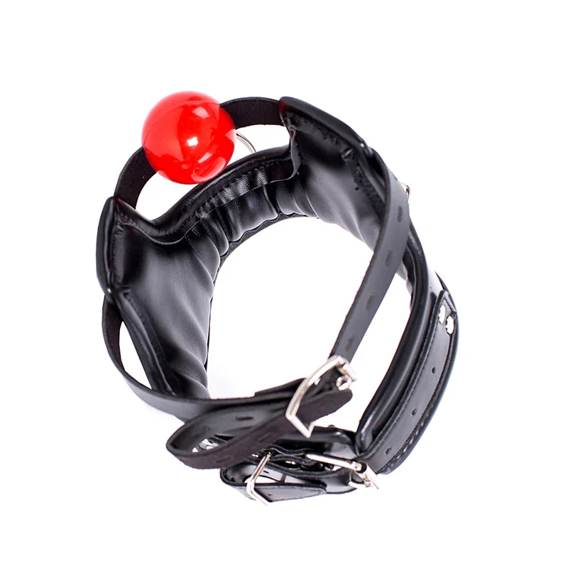 Bdsm Bondage Flirt Toys of Sex Slave Spong Leather Adjustable Collar with Silicone Open Mouth Ball Gag for Men Women Couples