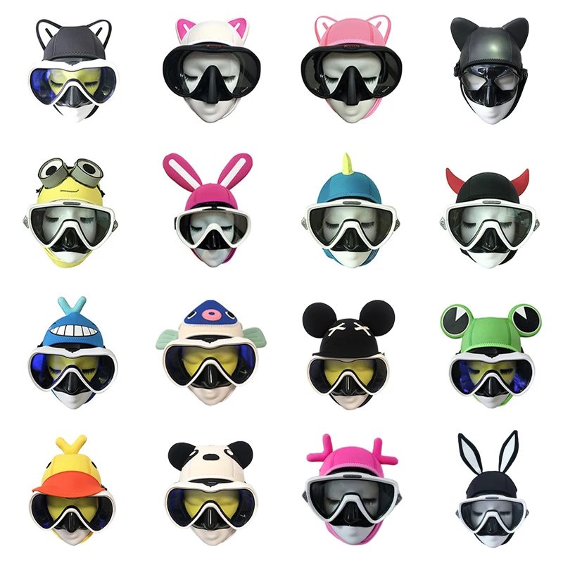 Cartoon Characters Wetsuit Hood 3mm Scuba Hood with Animal Ears Noverlty Diving Hat Thermal Dive Cap Cartoon Style Surfing Hood