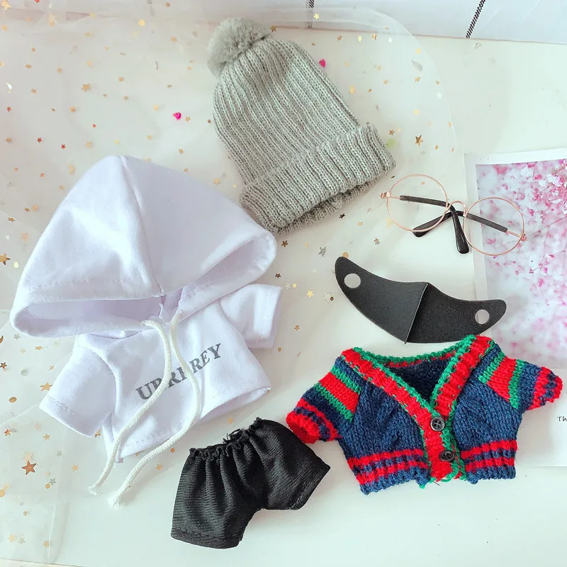 Doll Clothes 20cm Idol Dolls Accessories Plush Doll's Clothing glasses pants Sweater Stuffed Toys for Korea Kpop EXO Dolls