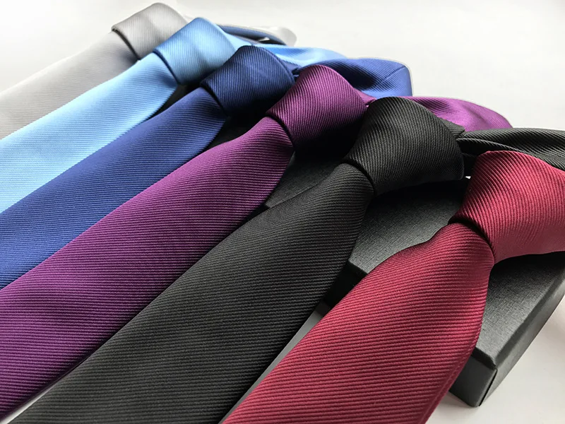 6cm tinta unita vino blu nero viola argento moda uomo cravatta stretta cravatte da lavoro tessute Jacquard per uomo 100% cravatte di seta