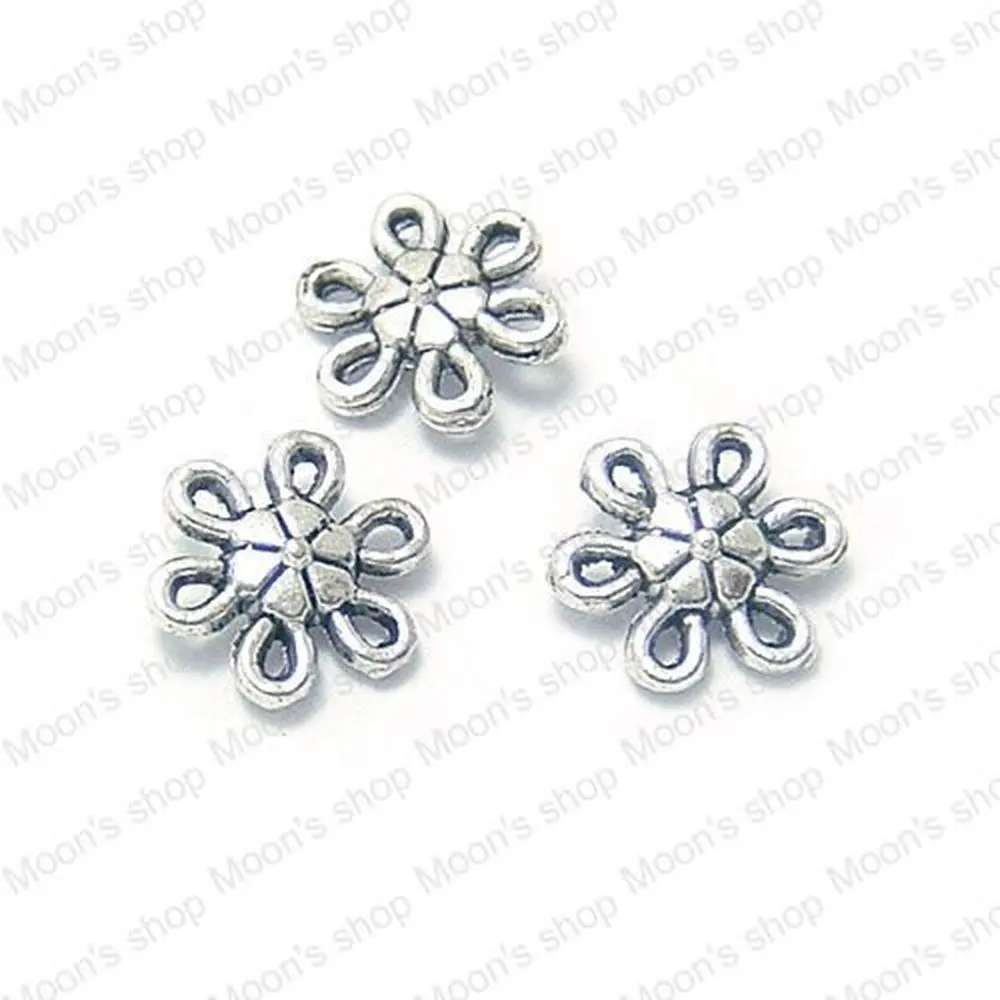 Wholesale 10mm Antique Silver color Six petal Flower Alloy Connectors  diy Jewelry Findings 50 pieces(JM162)