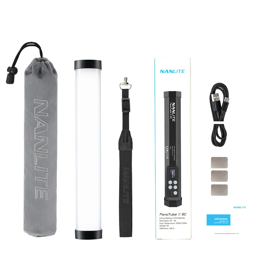 Nanlite PavoTube II 6C LED RGB ضوء الكاميرا المحمولة يده التصوير الإضاءة عصا وضع CCT صور الفيديو الفيديو الضوئي لينة