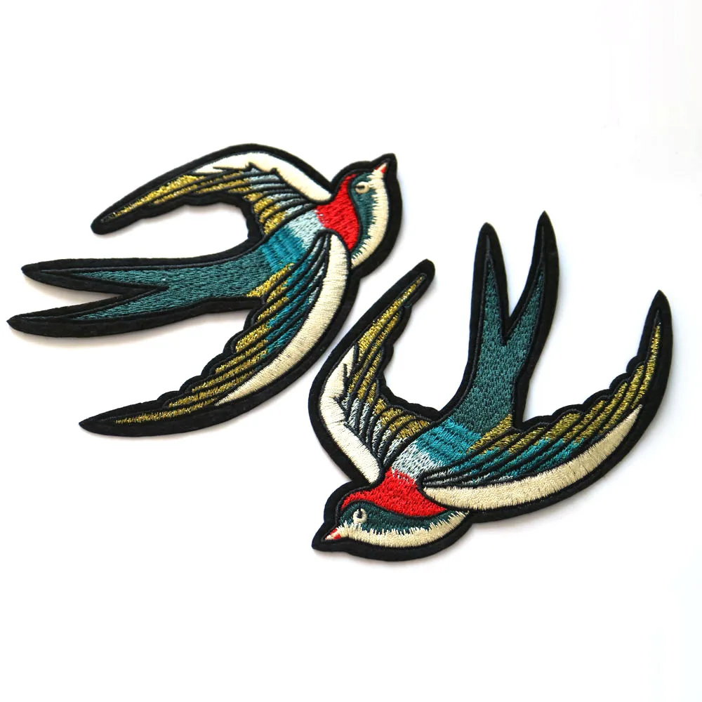 2pc/pair embroidery Swallow patches for clothing  iron on patch for clothes ironing applique parches for jacket