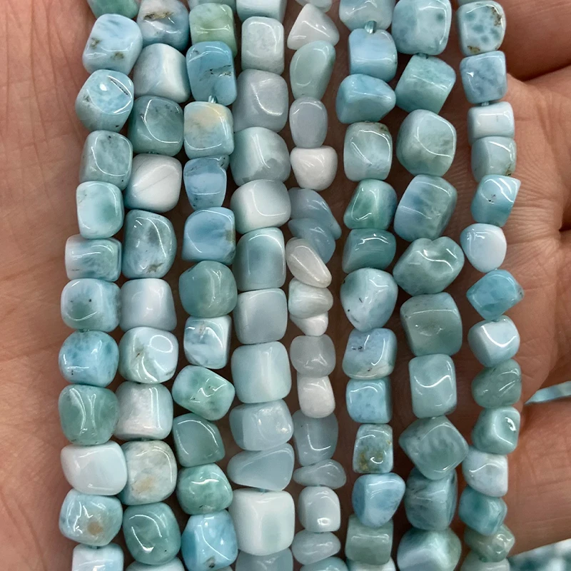 6mm Natural Larimar Beads 15\'\' Irregular Cube DIY Loose Beads For Jewelry Making Women Beads Bracelets Necklace Earring Gift