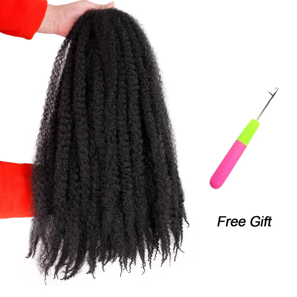 Black Star-Afro Kinky Twist Crochet Marley Hair, 18 ", senegalês encaracolado, cabelo trança sintética, 125g por pacote