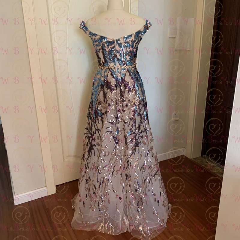 Sexy Prom Dress 2024 Colorful Sequin Off Shoulder Sweetheart Long Party A Line Formal Graduation Gown Evening Celebration Dress