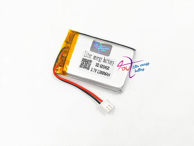 JST 2.54mm 2 pin 603450 3.7V 1200MAH 063450 litowo-polimerowa lipo akumulator do Mp3 słuchawki PAD DVD kamera bluetooth