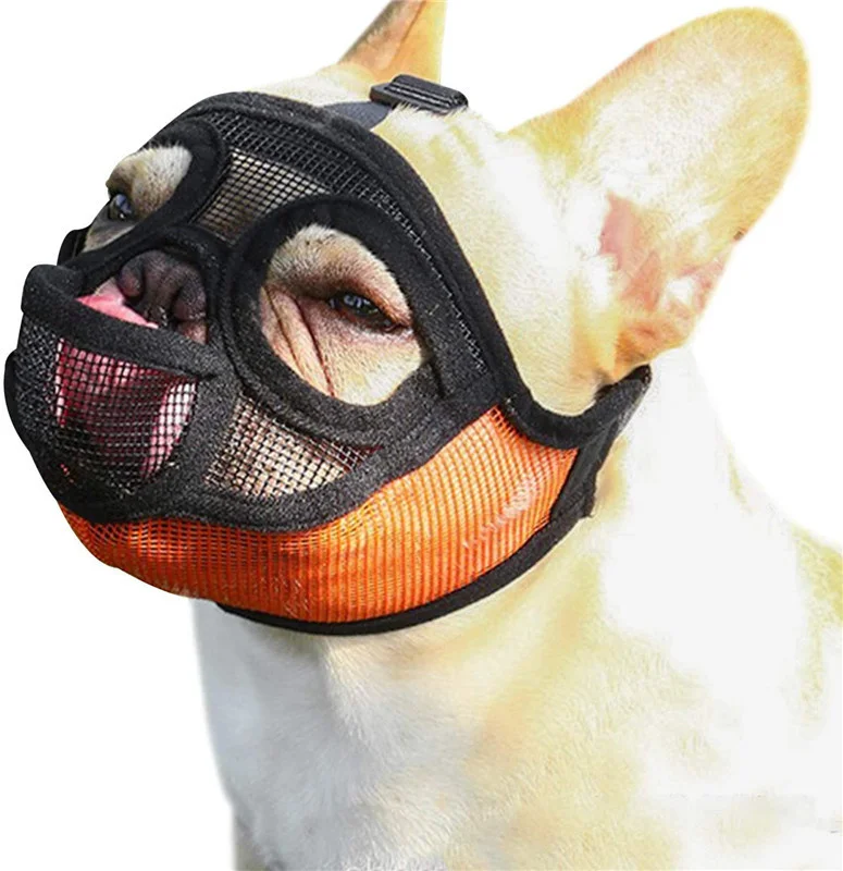 Bulldog mask short nosed dog bell mouth cover anti bite and anti barking mask breathable anti take off dog mouth cover