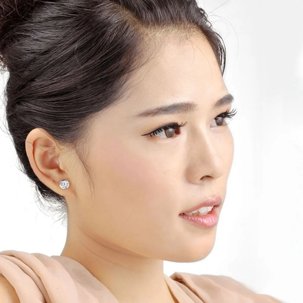 

Classic 925 Sterling Silver Stud Earrings for Women Mens Elegant Zircon Jewelry Fashion Lady Ear Ring Accessory