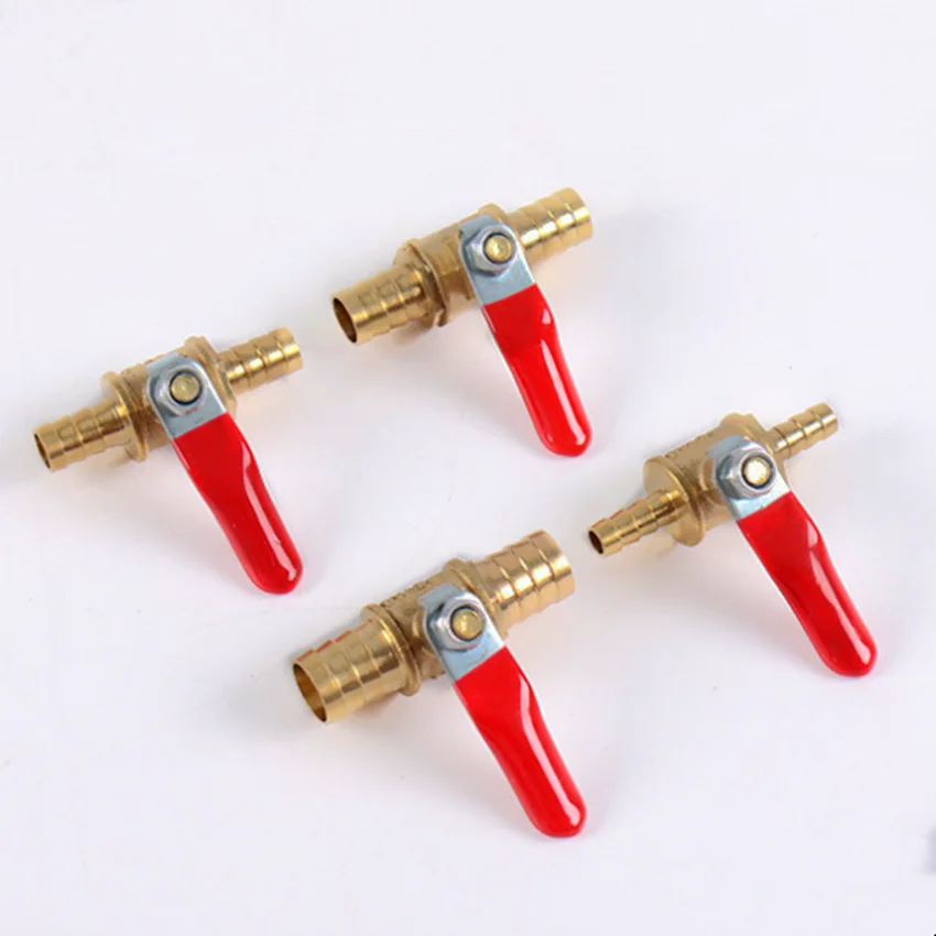 1pcs Mini Ball Valve 6mm 8mm 10mm 12mm  Barb Inline Brass Water Oil Air Gas Fuel Line Shutoff Ball Valve Pipe Fittings