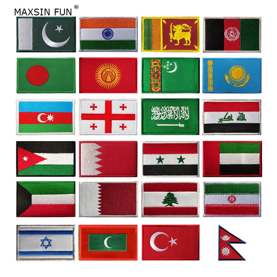 1PC 3D Middle East And South Asia Country Pakistan India Iraq Lebanon Flag Patches Armband Backpack Stickers Clothes Badge