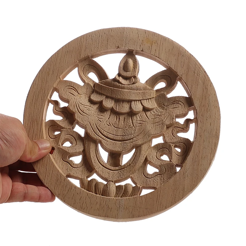 Wood Applique Wood Decal Wood Craft Onlay Door Carving Unpainted Classical Leaves Wooden Furniture Decoration Accessories Window view 5