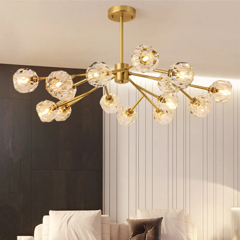 

LED gold modern chandelier for Living Room Loft Dining luxury crystal chandelier Molecular Lamp Bedroom sputnik lamp