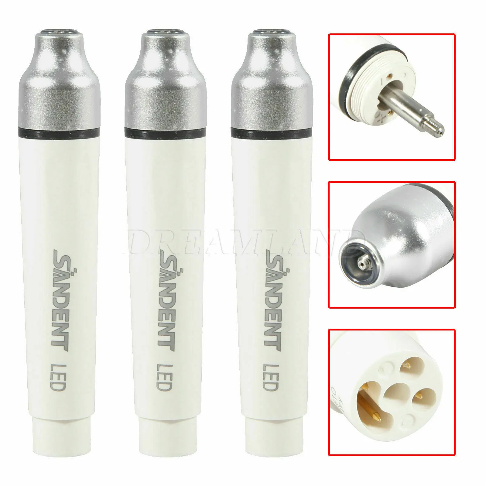 3PCS Dental LED Ultrasonic Piezo Scaler Handpiece with Light fit EMS TIP