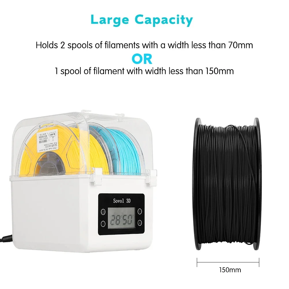 Sovol-Bobine de support de filament pour imprimante 3D, boîte sèche pour matériau ABS, PLA, PETG, TPU, FDM, 2 rouleaux, 1.75mm, 2.85mm