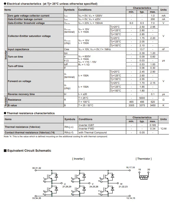 Original 6MBI150VB-120-50 IGBT módulo 6MBI100VB-120-50 1200V