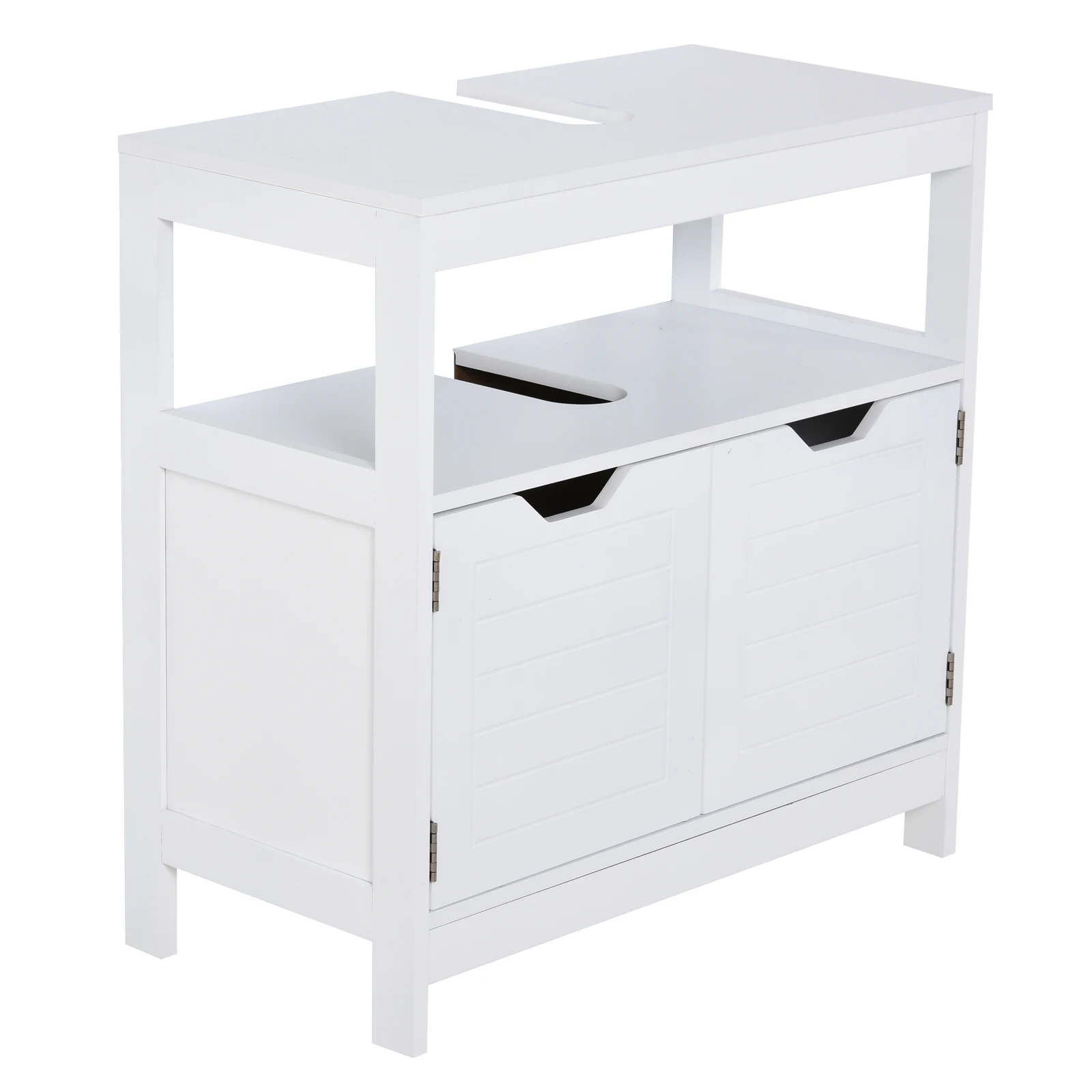 kleankin Armario para Debajo de 2 Puerta de Almacenamiento Dispositivo Antivuelco Resistente a la Humedad 60x30x60 cm Blanco