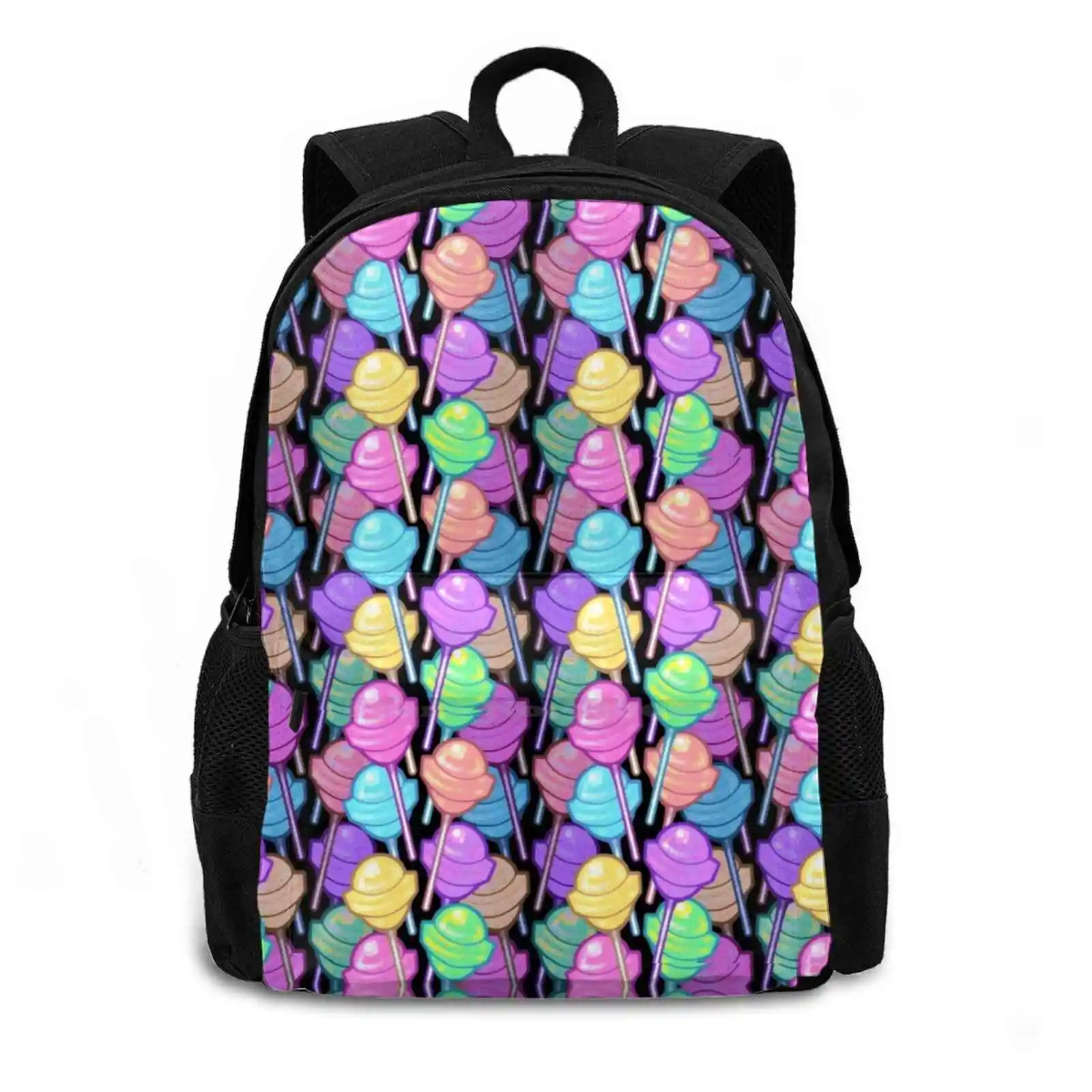 Lolipops-Black Large Capacity School Backpack Laptop Bags Gummybears Candy Sugar Tasty Treats Lollipop Sogood Sweetie