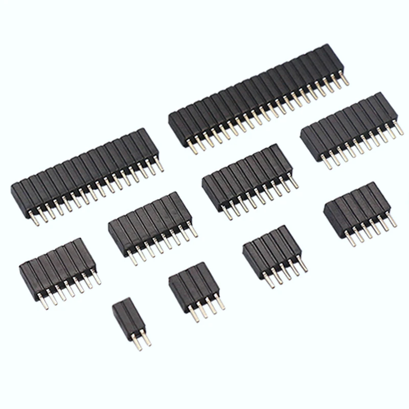 10Pcs 1.27mm 1*2/3/4/5/6/8/10/12-40p Pin Header Single Row Female Breakaway PCB Board Connector Pinheader  Plastic height 4.6mm