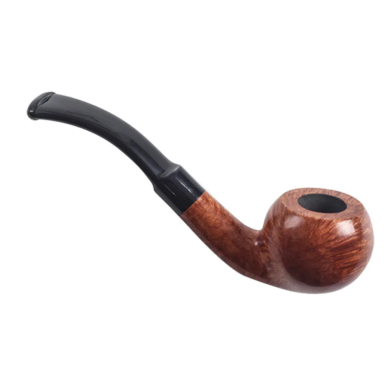 Bent Type Pipe Briar Smoking Pipe 9mm Filter Handmade Old-fashioned Portable Tobacco Pipe for Men