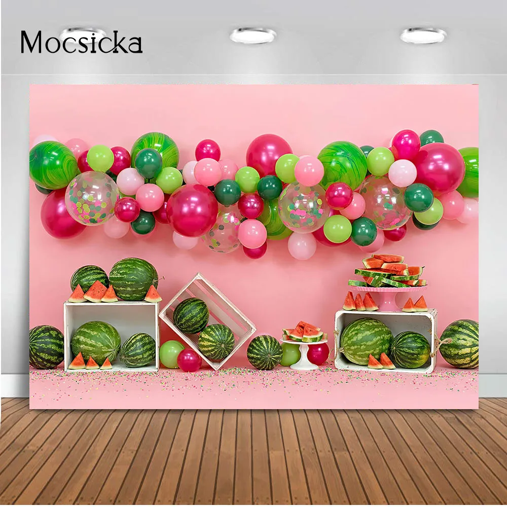 

Watermelon Theme Birthday Cake Smash Portrait Backdrop Summer Fruit Newborn Kids Photo Background Studio Watermelon Baby Shower