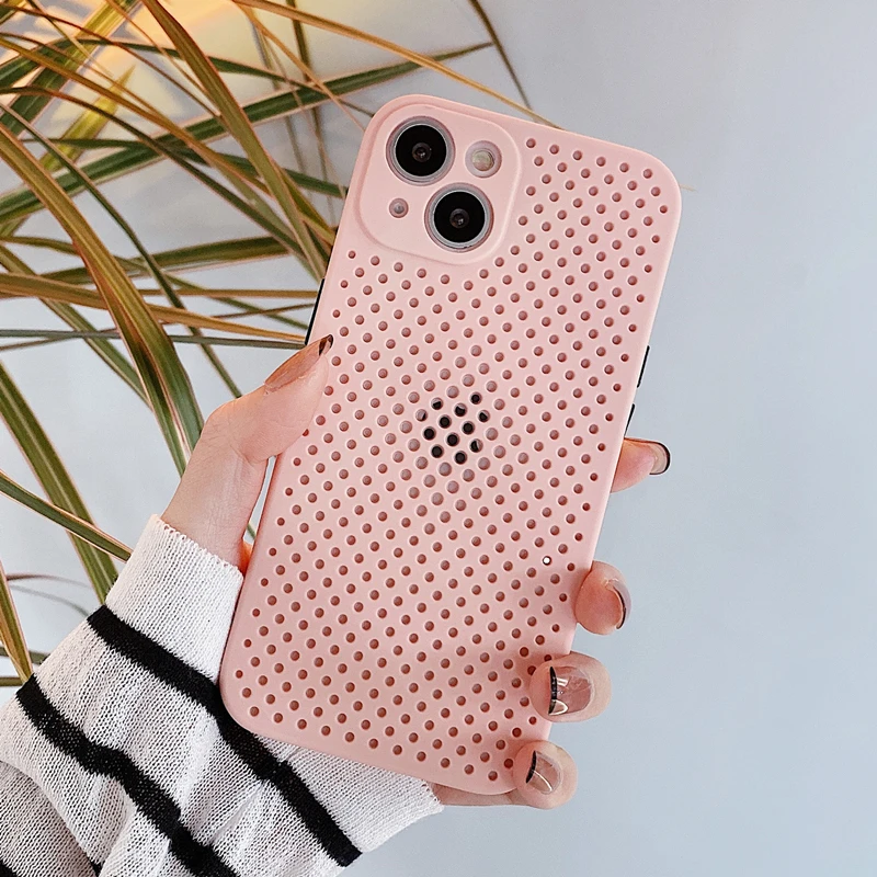 Wärmeableitung Atmungsaktive Kühlung Telefon Fall Für iPhone 13 12 11 Pro XS Max XR Mini 7 8 Plus SE2020 candy Farbe Weichen TPU Abdeckung