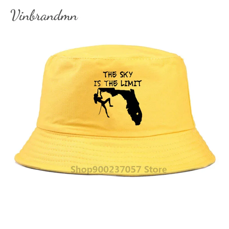 Rock Climbing The Sky Is The Limit Mountain Outdoor Motivation wonderFisherman Hat woman Rock climber Panama Bucket Hat