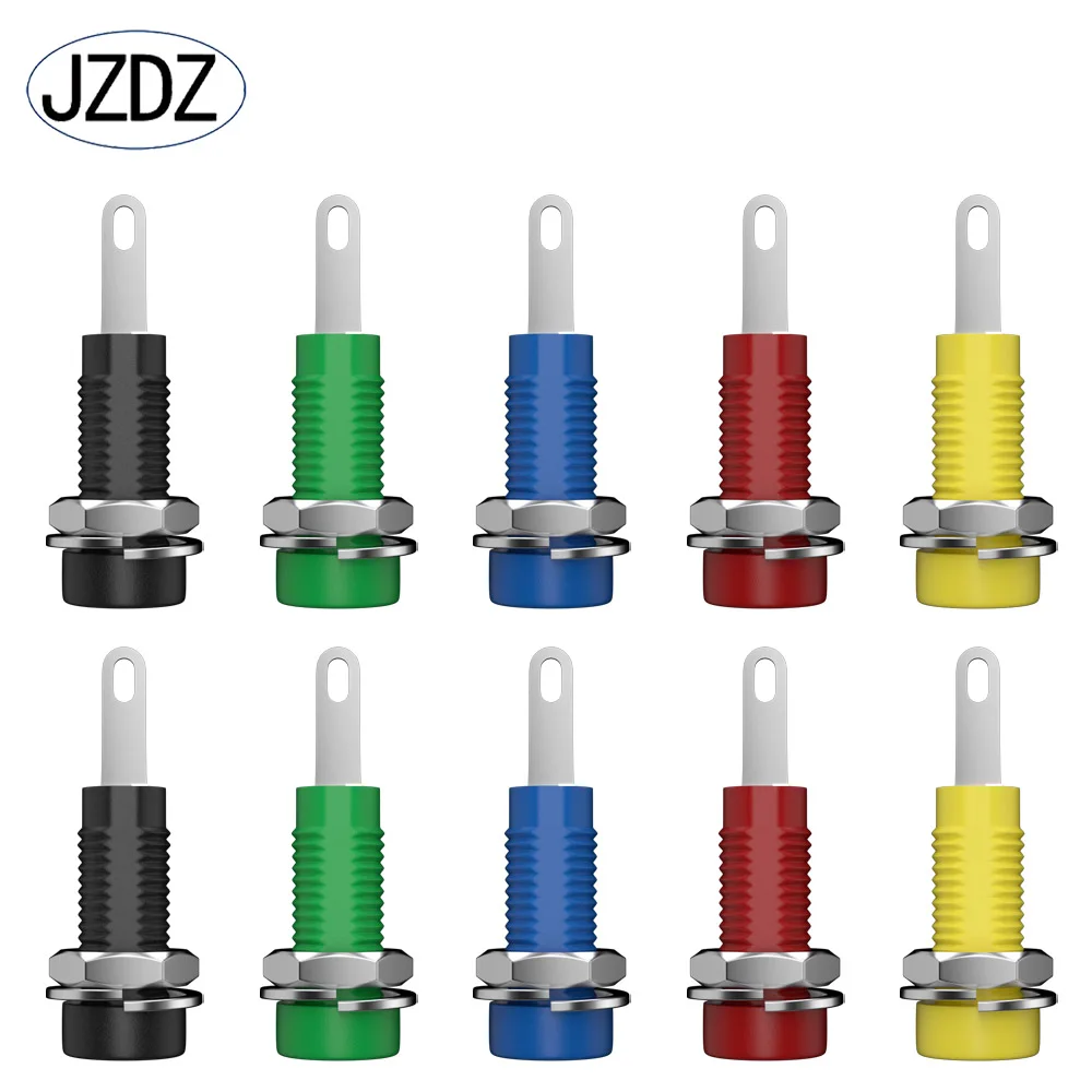 JZDZ 10 sztuk 2mm gniazdo bananowe zacisk nakrętka wtyczka bananowa Jack złącze elektryczne Terminal otwór testowy DIY części J.40003