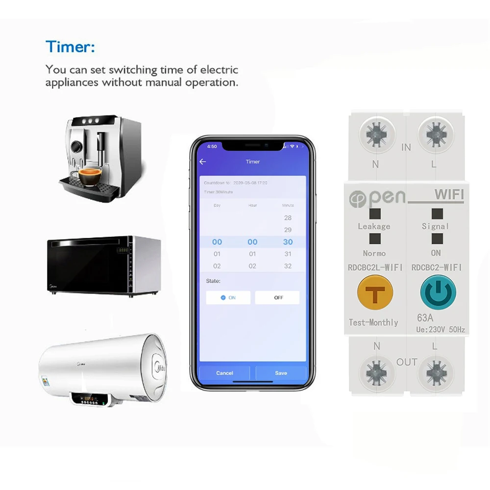 2P 63A eWelink  Din rail WIFI Smart Energy Meter Power Consumption kWh Meter wattmeter switch