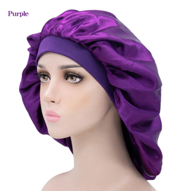 Cappello da notte per donna cappello da notte regola berretto in raso cappellino per lo Styling dei capelli cura dei capelli lunghi 29 stili testa di seta avvolgere cuffia da doccia strumenti per lo Styling dei capelli