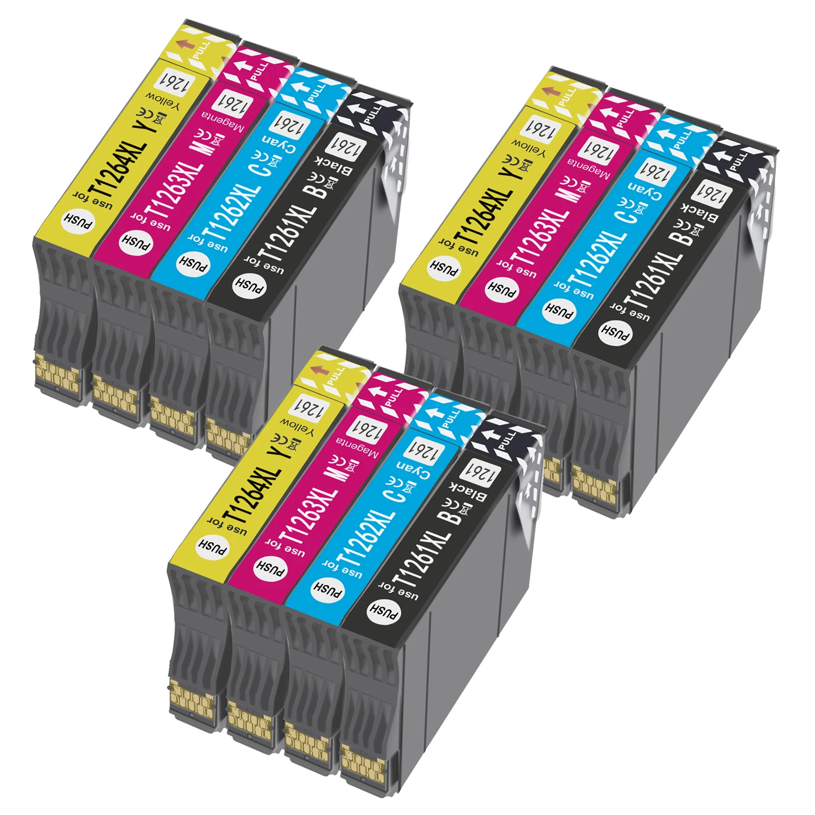 12PK T1261XL Compatible Ink Cartridge For Epson  WorkForce 435 520 545 630 633 635 645 845 840 WF-3520/3540/7510/-7520/-7010