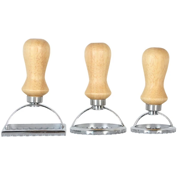 Set di timbri per Ravioli Maker-tagliapasta e timbri leader con manico in legno-per Ravioli, Pasta, gnocchi Lasagna